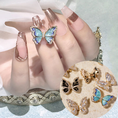 Joyería de Uñas con Mariposas Móviles y Efecto Brillante