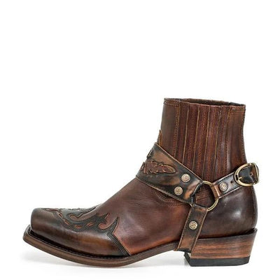 Botas de Equitación para Hombre con Tacón Bajo y Punta Afilada en Encaje Quemado - Image 3