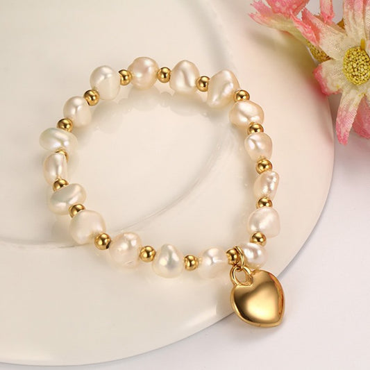 Pulsera de Perlas de Agua Dulce y Acero Titanio Hecha a Mano - Image 2