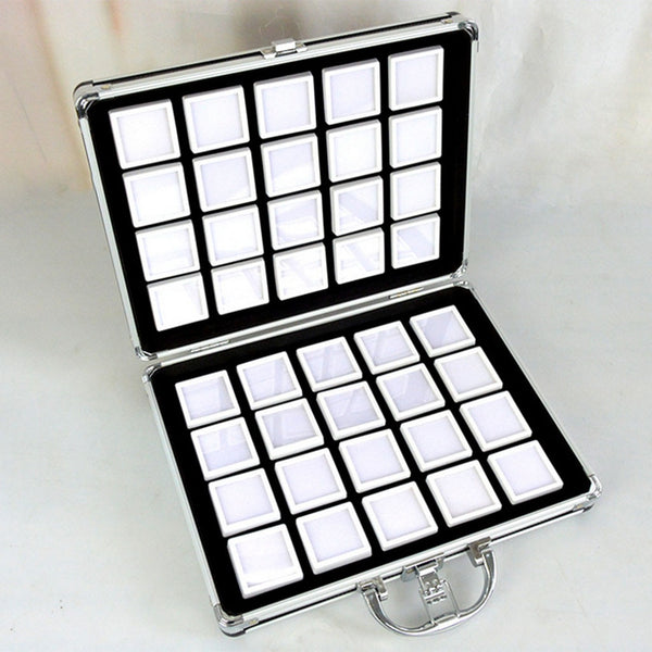 Caja de Almacenamiento de Cuero con Visor Transparente y Cierre de Cremallera