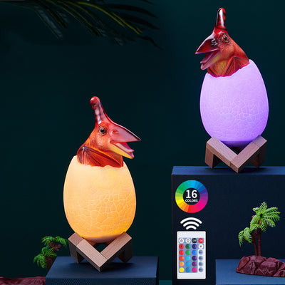 Lámpara Infantil LED Táctil Huevo de Dinosaurio - 16 Colores con Control Remoto