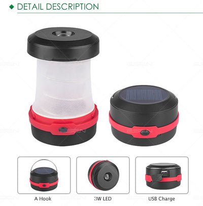 Lámpara Solar LED Portátil para Camping con Carga USB y Diseño Plegable - Image 13