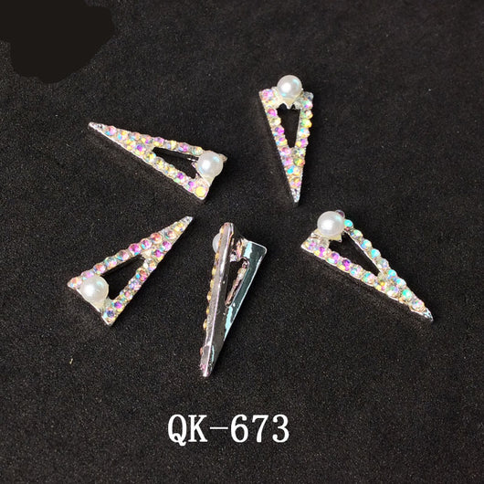 Decoraciones de Uñas Metálicas con Perlas Agua y Diamantes Arcoíris - Image 41