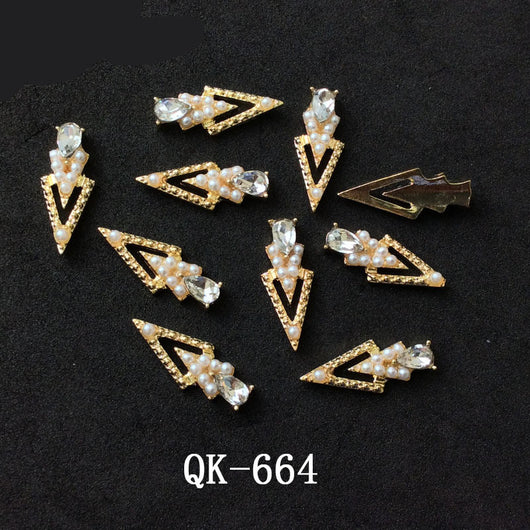 Decoraciones de Uñas Metálicas con Perlas Agua y Diamantes Arcoíris - Image 8
