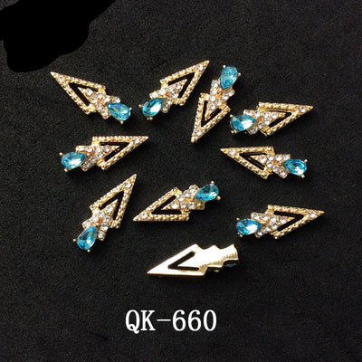 Decoraciones de Uñas Metálicas con Perlas Agua y Diamantes Arcoíris - Image 4