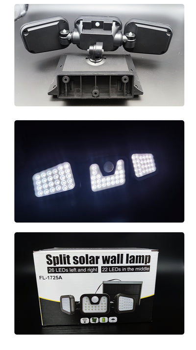 Lámpara Solar Giratoria 360° para Exteriores - Luz de Pared Triple Ajustable - Image 13