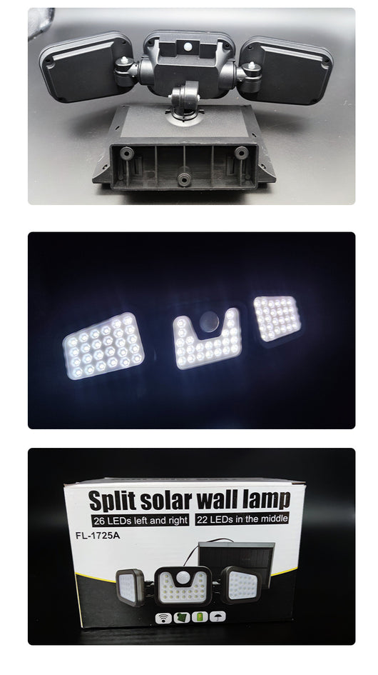 Lámpara Solar Giratoria 360° para Exteriores - Luz de Pared Triple Ajustable - Image 13