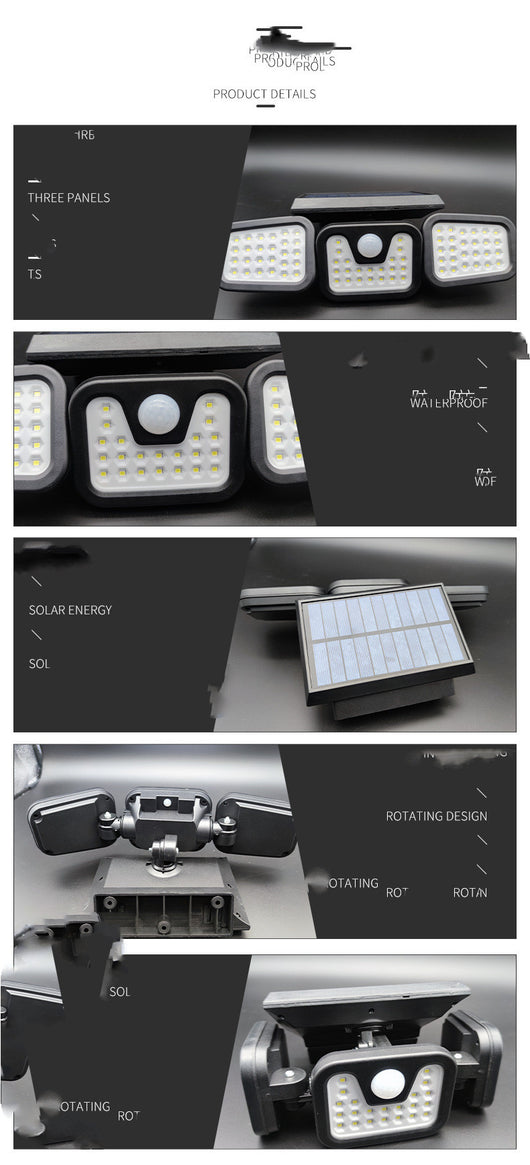Lámpara Solar Giratoria 360° para Exteriores - Luz de Pared Triple Ajustable - Image 12