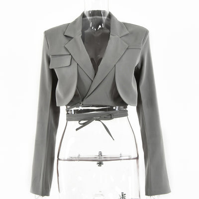Blazer Doble Capa Ajustado de Manga Larga para Primavera y Otoño - Image 11