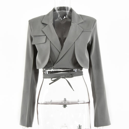 Blazer Doble Capa Ajustado de Manga Larga para Primavera y Otoño - Image 11