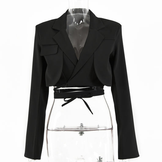 Blazer Doble Capa Ajustado de Manga Larga para Primavera y Otoño - Image 3