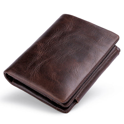 Monedero Retro de Cuero Genuino con Cierre de Hebilla Plegable - Image 9