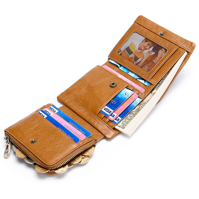 Monedero Retro de Cuero Genuino con Cierre de Hebilla Plegable - Image 10