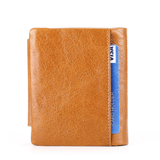 Monedero Retro de Cuero Genuino con Cierre de Hebilla Plegable - Image 5