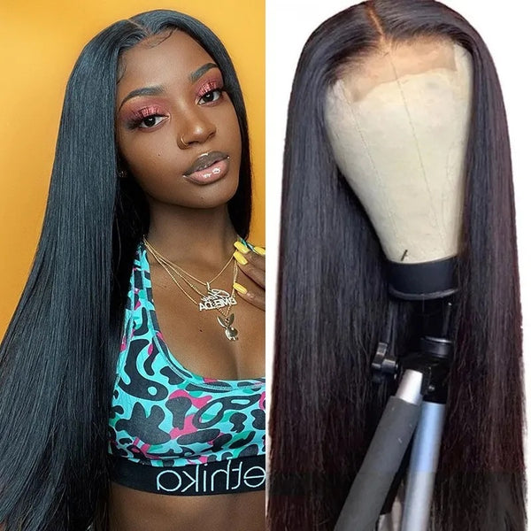 Peluca Frontal de Encaje Cabello Liso Largo Natural