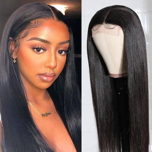 Peluca Frontal de Encaje Cabello Liso Largo Natural