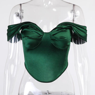 Top Satinado Verde Espalda Descubierta Mujer - Elegante y Sexy para Verano - Image 2