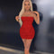 Vestido Strapless Plisado con Malla y Falsa Transparencia