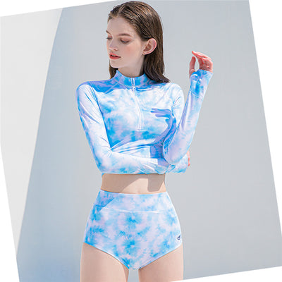 Traje de Baño Coreano Elegante con Mangas Largas y Diseño Asimétrico - Image 10