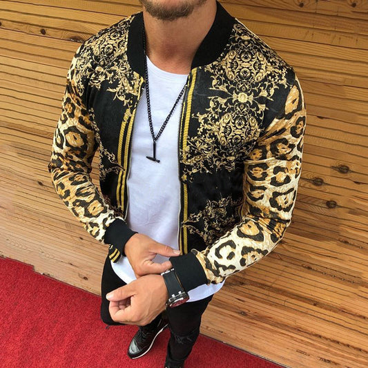 Chaqueta Casual Estampado Leopardo Slim Fit para Hombre - Estilo Europeo