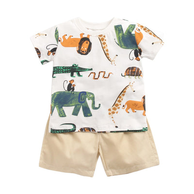 Conjunto de Verano para Niño: Camiseta y Pantalones Cortos Estampado Animal - Image 7