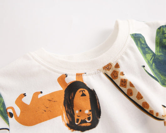 Conjunto de Verano para Niño: Camiseta y Pantalones Cortos Estampado Animal - Image 5