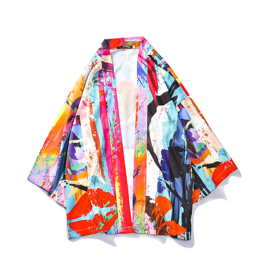 Kimono Japonés Unisex con Diseño Graffiti - Abrigo Protector UV Manga 3/4 Ligero - Image 9