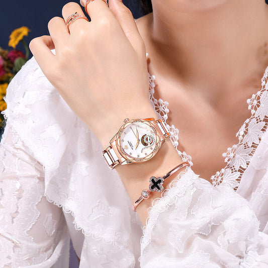 Reloj Mecánico de Lujo para Mujer con Cerámica Premium