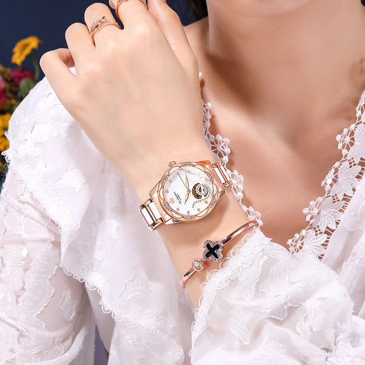 Reloj Mecánico de Lujo para Mujer con Cerámica Premium