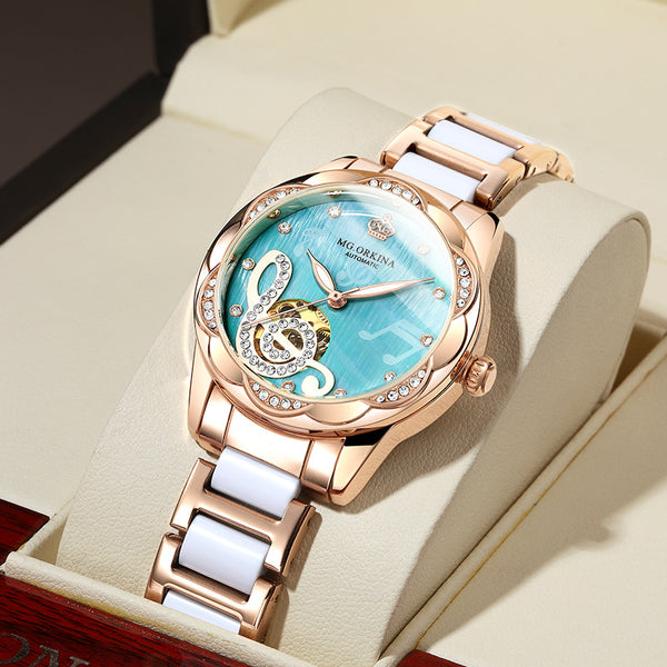 Reloj Mecánico de Lujo para Mujer con Cerámica Premium