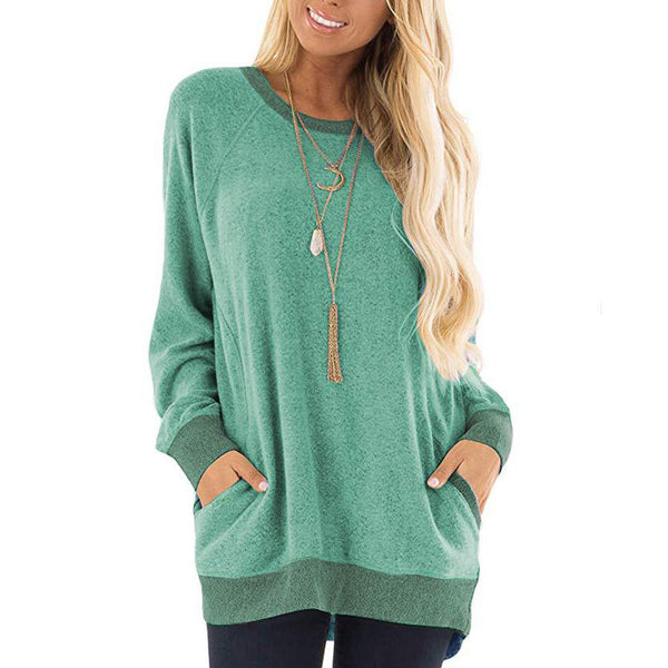 Sudadera de Invierno con Costuras Contrastantes - Manga Larga Casual
