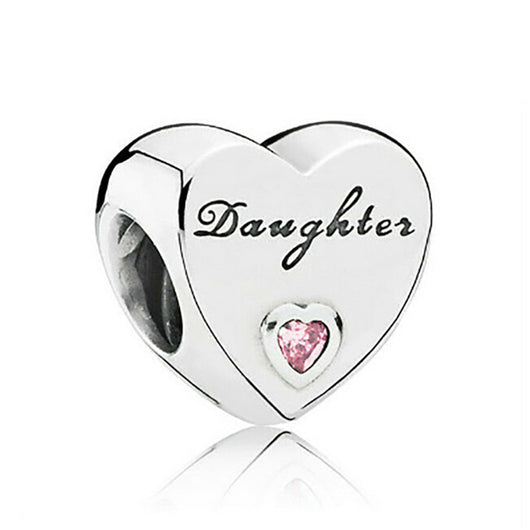 Dije Hueco Corazón Rosa Diamante - Encanto para Pulseras
