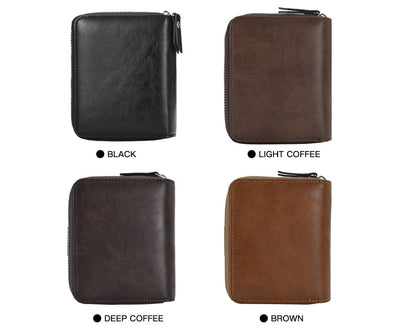 Billetera Compacta de Cuero Engrasado para Hombre - Monedero Tipo Tríptico - Image 8