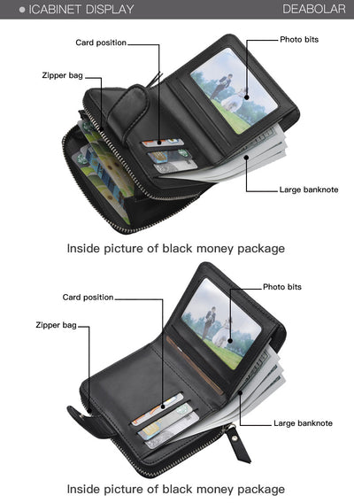 Billetera Compacta de Cuero Engrasado para Hombre - Monedero Tipo Tríptico - Image 7