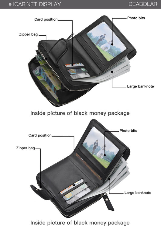 Billetera Compacta de Cuero Engrasado para Hombre - Monedero Tipo Tríptico - Image 7