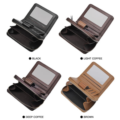 Billetera Compacta de Cuero Engrasado para Hombre - Monedero Tipo Tríptico - Image 9