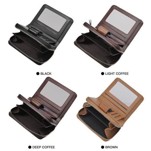 Billetera Compacta de Cuero Engrasado para Hombre - Monedero Tipo Tríptico - Image 9