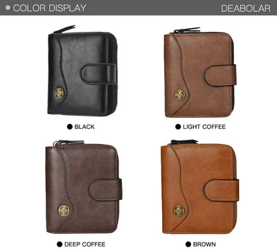 Billetera Compacta de Cuero Engrasado para Hombre - Monedero Tipo Tríptico - Image 11