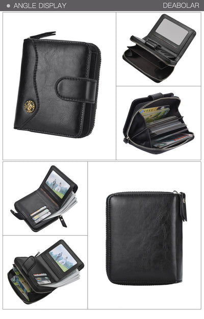 Billetera Compacta de Cuero Engrasado para Hombre - Monedero Tipo Tríptico - Image 13