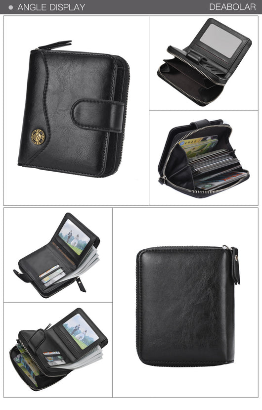 Billetera Compacta de Cuero Engrasado para Hombre - Monedero Tipo Tríptico - Image 13