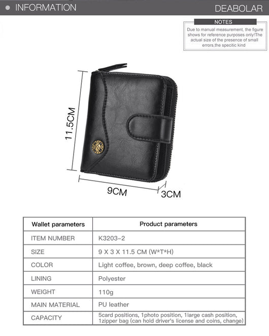 Billetera Compacta de Cuero Engrasado para Hombre - Monedero Tipo Tríptico - Image 14
