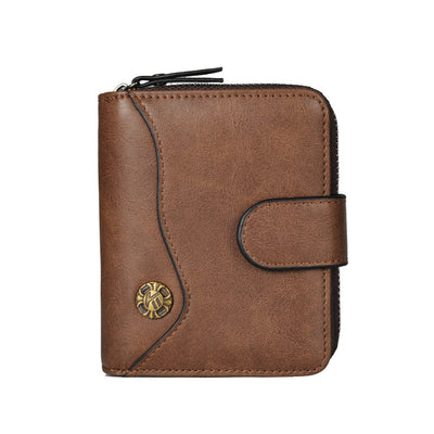 Billetera Compacta de Cuero Engrasado para Hombre - Monedero Tipo Tríptico - Image 3