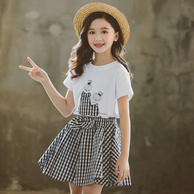 Conjunto Infantil Coreano Estilo Occidental Dos Piezas Manga Corta Verano
