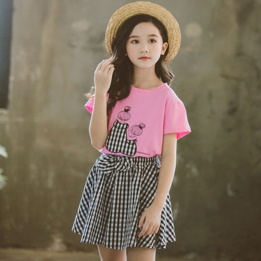 Conjunto Infantil Coreano Estilo Occidental Dos Piezas Manga Corta Verano - Image 2