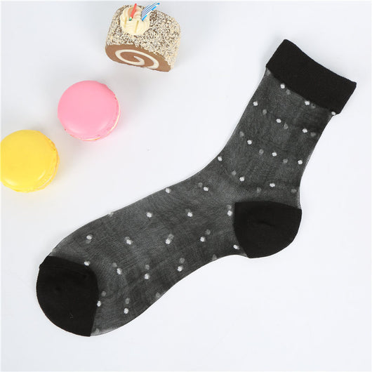 Medias Cortas de Seda Retro Japonés con Lunares - Transparentes y Ultrafinas - Image 15