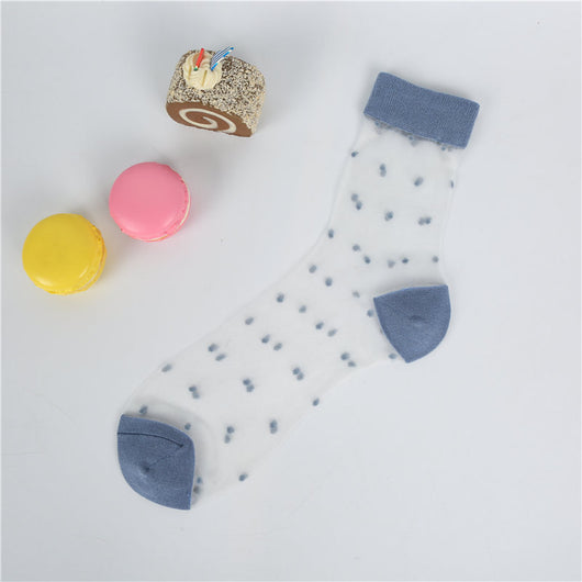 Medias Cortas de Seda Retro Japonés con Lunares - Transparentes y Ultrafinas - Image 2