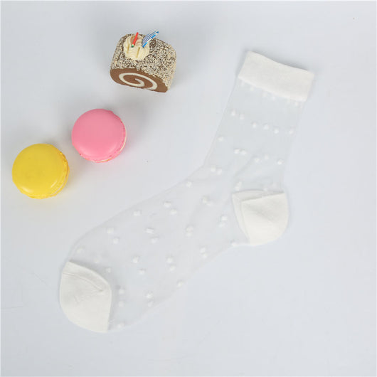Medias Cortas de Seda Retro Japonés con Lunares - Transparentes y Ultrafinas - Image 3
