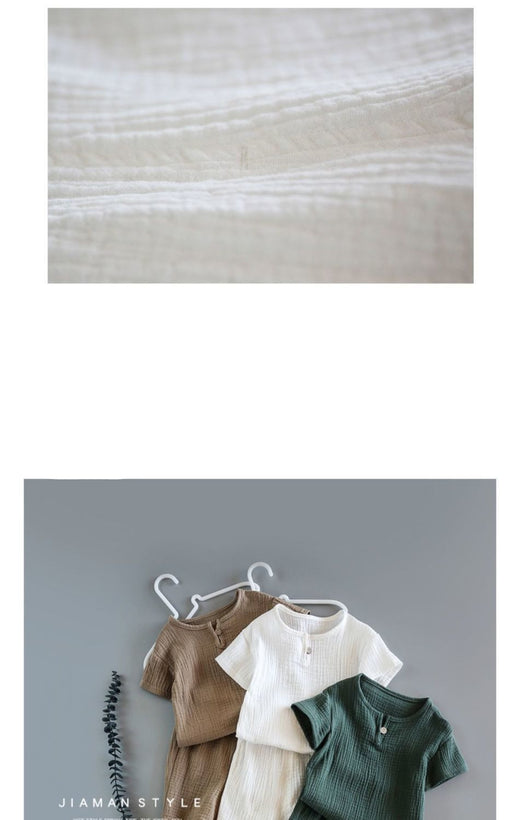 Conjunto Infantil de Verano Algodón y Lino - Playera y Shorts para Niños - Image 11