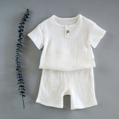 Conjunto Infantil de Verano Algodón y Lino - Playera y Shorts para Niños