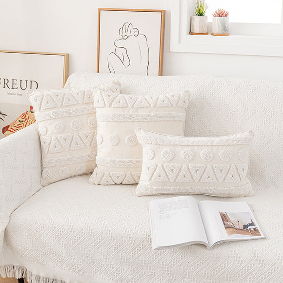 Funda de Almohada Nórdica Minimalista Moderna con Costura Tufted Geométrica 3D